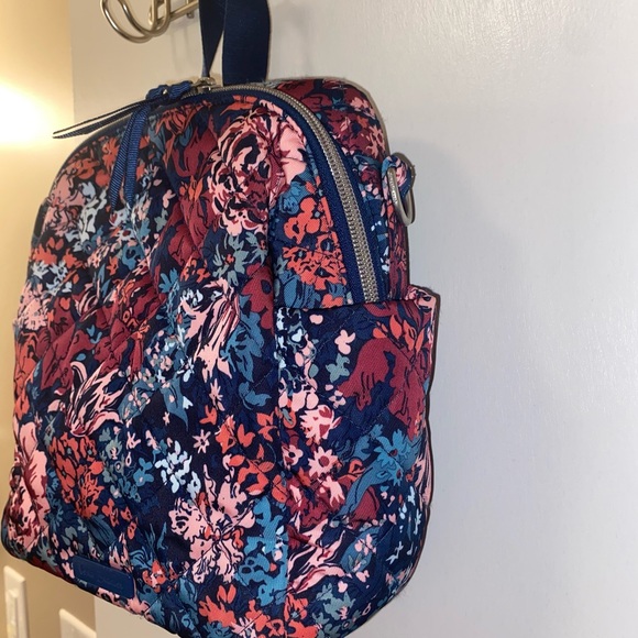 Vera Bradley small backpack in the pattern Cabbage Rose Cabernet. - Picture 3 of 6